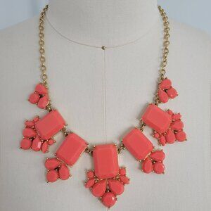Kate Spade Daylight Jewels Statement Necklace Gold Plated Coral Epoxy Stones